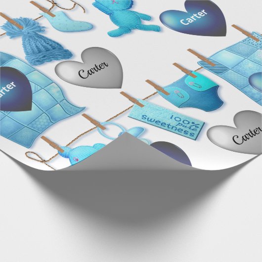 Baby Boy Personalisiert Geschenkpapier (Ecke)