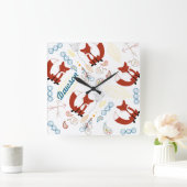 Baby Boy personalisiert modernes Fox Woodland Must Quadratische Wanduhr (Zuhause)