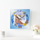 Baby Boy ~ Photo Clock Quadratische Wanduhr (Zuhause)