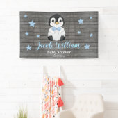 Baby Boy Pinguin Banner Signature Backdrop Dusche (Insitu)