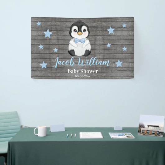 Baby Boy Pinguin Banner Signature Backdrop Dusche (Messeveranstaltung)