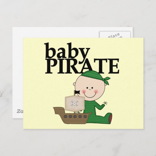 Baby Boy Pirate mit Ship Tshirts und Geschenken Postkarte (Vorne/Hinten)