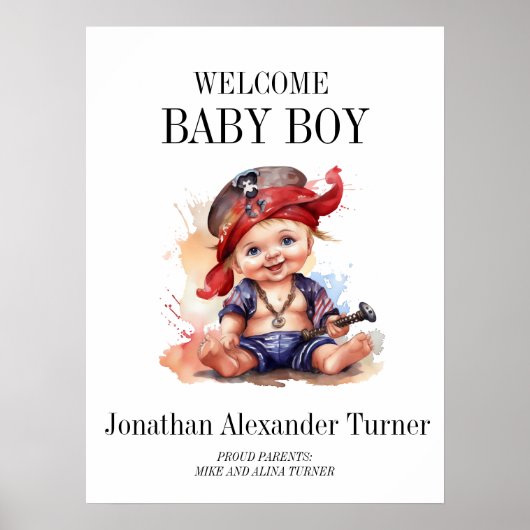 Baby Boy Pirate Willkommenspital Doster Poster (Vorne)