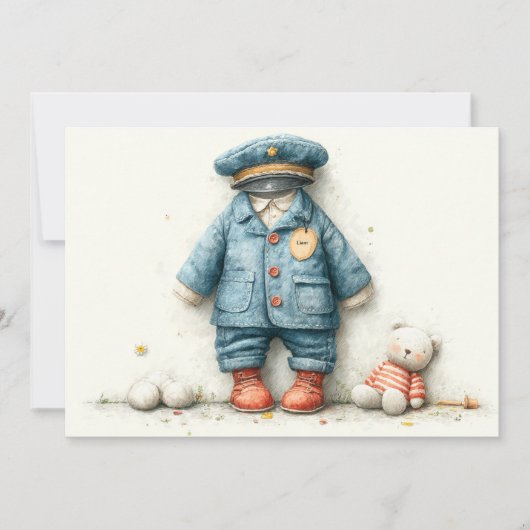Baby Boy Police 1. Geburtstag Party Einladung (Vorderseite)