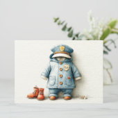 Baby Boy Police 1. Geburtstag Party Einladung (Stehend Vorderseite)