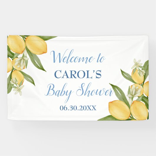 Baby Boy Positano Lemons Blue Baby Dusche Hintergr Banner (Horizontal)