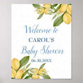 Baby Boy Positano Lemons Blue Baby Dusche Willkomm Poster