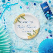 Baby Boy Positano Lemons Blue Pattern Baby Dusche Pappteller (Party)