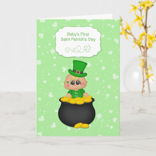 Baby Boy, Pot of Gold, 1. St. Patrick's Day Karte (Gelbe Blume)