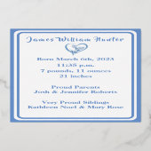 Baby Boy Pride & Joy Foil Birth Ankündigung (Rückseite)