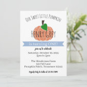 Baby Boy Pumpkin First 1st Birthday Invitation Einladung (Stehend Vorderseite)
