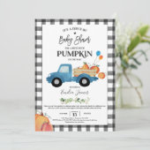 Baby Boy Pumpkin Truck Pumpkin Fall Baby Dusche Einladung (Stehend Vorderseite)