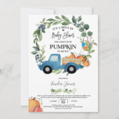 Baby Boy Pumpkin Truck Pumpkin Fall Babydusche Einladung (Vorderseite)