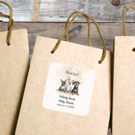 Baby Boy Puppy Dog Schwänze Kinderdusche Vielen Da Quadratischer Aufkleber