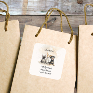 Baby Boy Puppy Dog Schwänze Kinderdusche Vielen Da Quadratischer Aufkleber