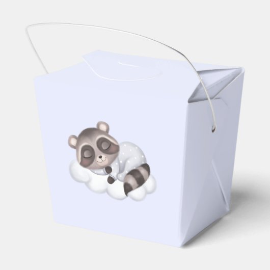 Baby Boy Raccoon Blue Baby Dusche Geschenkschachtel (Rückseite)