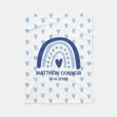 Baby Boy Rainbow and Hearts Personalized Fleecedecke (Vorderseite)