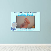 Baby Boy Rattle Foto Birth Stats 36" x 24" Leinwanddruck (Insitu (Holzboden))