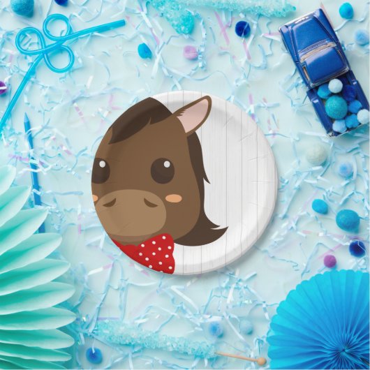 Baby Boy Red Horse Babydusche Teller (Party)