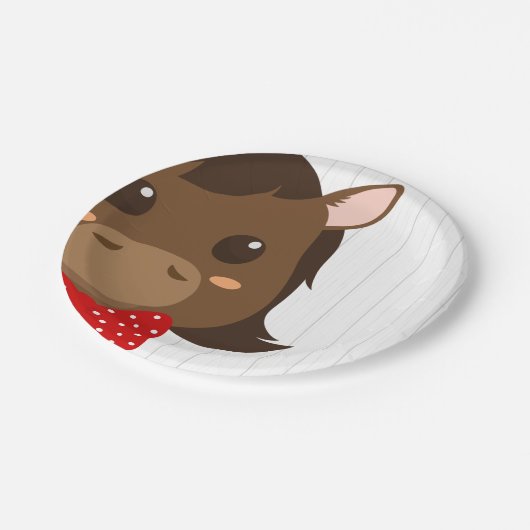 Baby Boy Red Horse Babydusche Teller (Schrägansicht)