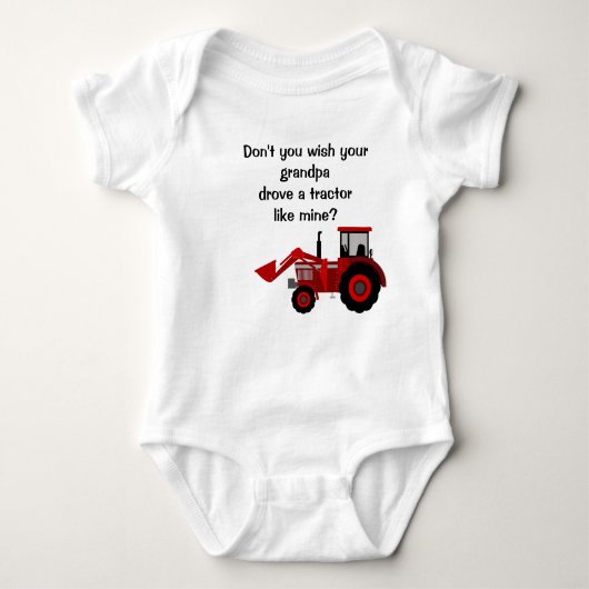 Baby Boy Red Tractor Grandpa Funny Sprichwort Baby Strampler (Vorderseite)