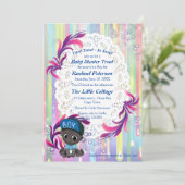 Baby Boy Regenbogen Bubbles & Unicorns Kinderdusch Dankeskarte (Stehend Vorderseite)