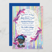 Baby Boy Regenbogen Bubbles & Unicorns Kinderdusch Dankeskarte (Vorne/Hinten)