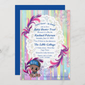 Baby Boy Regenbogen Bubbles & Unicorns Kinderdusch Dankeskarte (Vorne/Hinten)