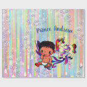 Baby Boy Regenbogen Bubbles & Unicorns Kinderdusch Geschenkpapier (Flach)