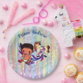 Baby Boy Regenbogen Bubbles & Unicorns Kinderdusch Pappteller (Party)