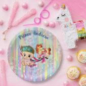 Baby Boy Regenbogen Bubbles & Unicorns Kinderdusch Pappteller (Party)