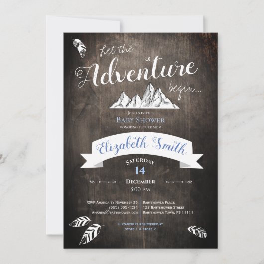 Baby boy Rustic adventure babyshower Einladung (Vorderseite)