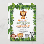 Baby Boy Safari Animals Lion Cub Baby Dusche Einladung (Vorne/Hinten)