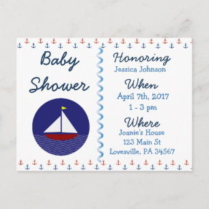 Baby Boy Sailboat Blue Baby Dusche Einladung