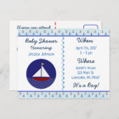 Baby Boy Sailboat Blue Baby Dusche Einladung (Vorne/Hinten)