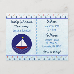 Baby Boy Sailboat Blue Baby Dusche Einladung