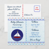 Baby Boy Sailboat Blue Baby Dusche Einladung (Vorne/Hinten)