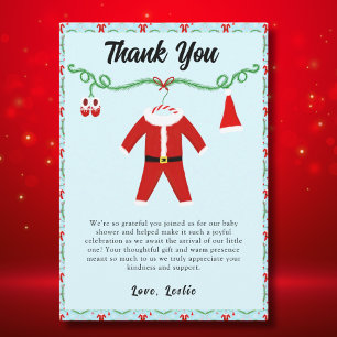 Baby Boy Santa Outfit Babydusche Dankeskarte