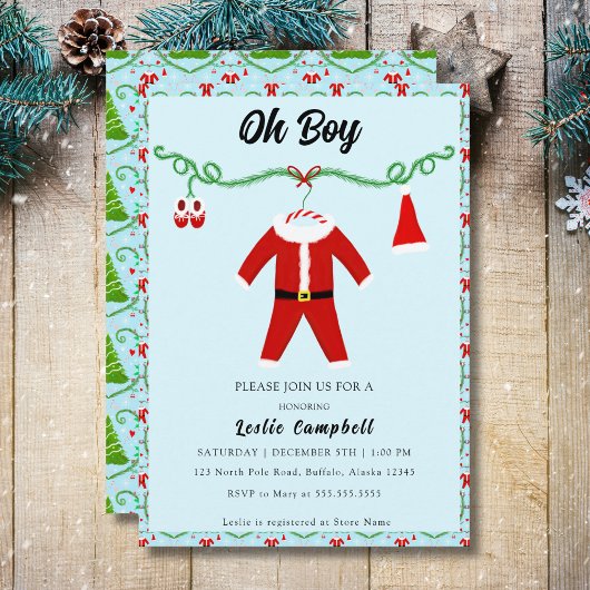 Baby Boy Santa Outfit Babydusche Einladung
