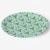 Baby Boy Santa Outfit Weihnachtsbaum Muster Pappteller (Schrägansicht)