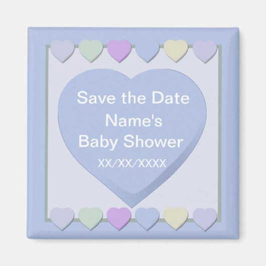 Baby Boy Save the Date Duwer Blue Hearts Magnet (Vorne)