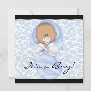 Baby Boy Schwarz Blau Leopard Baby Shower Einladung