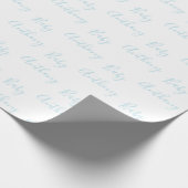 Baby Boy Script Blauer Name angepasst Geschenkpapier (Ecke)