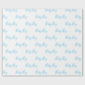Baby Boy Script Blue Dusche Geschenkpapier (Flach)