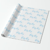 Baby Boy Script Blue Dusche Geschenkpapier (Ungerollt)