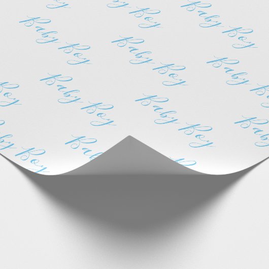 Baby Boy Script Blue Dusche Geschenkpapier (Ecke)