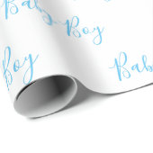 Baby Boy Script Blue Dusche Geschenkpapier (Rolleneckpunkt)