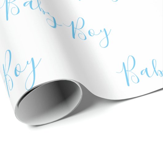 Baby Boy Script Blue Dusche Geschenkpapier (Rolleneckpunkt)