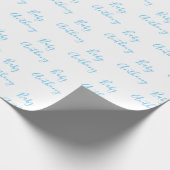 Baby Boy Script Blue Dusche Personalisierter Name Geschenkpapier (Ecke)