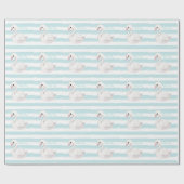 Baby Boy Script Blue Stripe Baby Dusche Geschenkpapier (Flach)